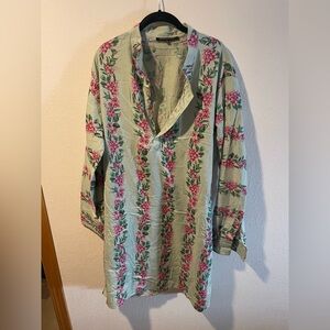 Men’s Green Kurta with Flowers